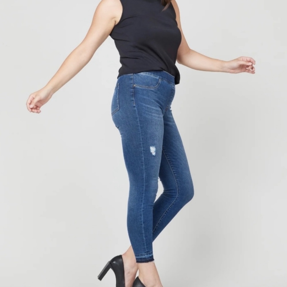 SPANX Distressed Ankle Skinny Jeans Medium Wash Large